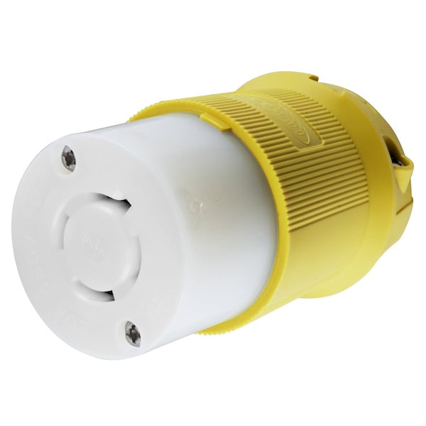Locking Connector, L16-20R, 20 A, 480V AC, Three Phase, 3 Pole, Screw Terminals, Yellow